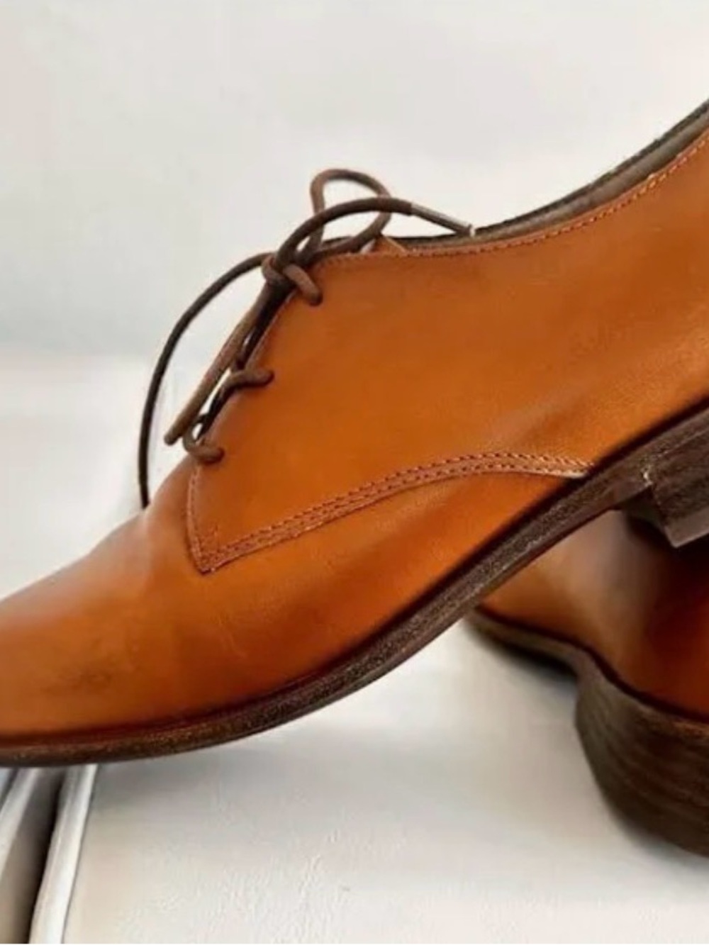 Madewell Tan Leather Lace-Up Flats